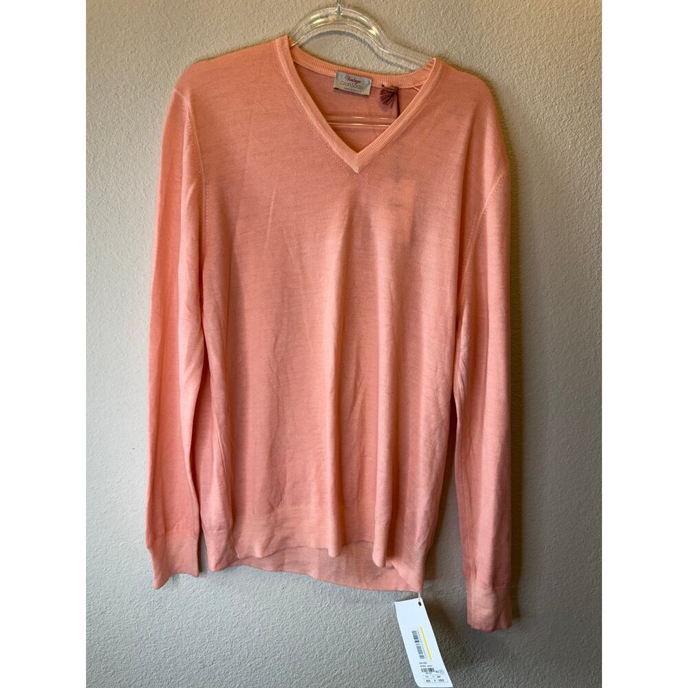 NWT Gran Sasso Long Sleeve V-Neck Pullover Sweater Light Pink Men's Size XXXL